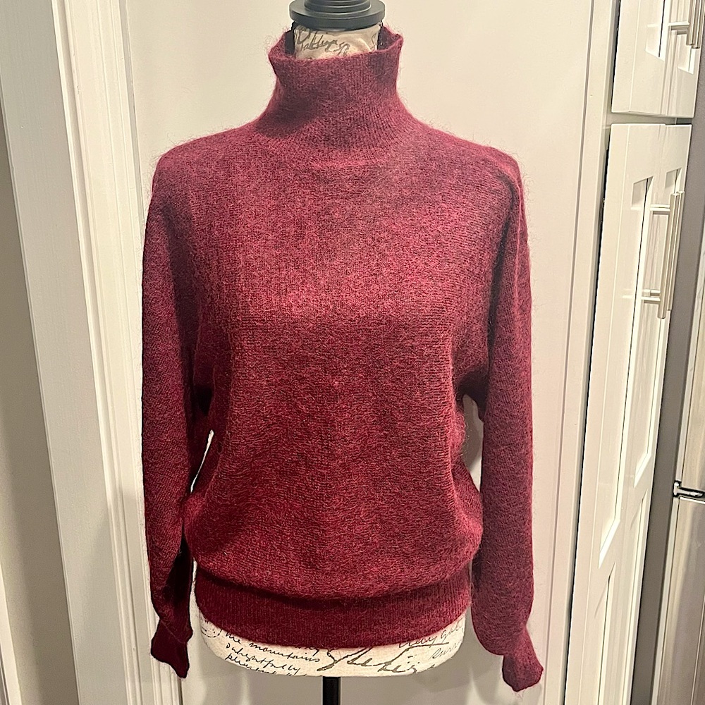 7 For All Mankind Mohair Wool Blend Balloon Sleeve Mock Neck Pullover Sw… - Picture 2 of 16